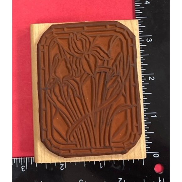 Iris Rubber Stamp Wood Mounted Handmade USA rubber stampede - Picture 2 of 4